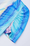 flerfärgad Mode Casual Print Patchwork bandage Kortärmad V-hals tröja