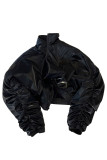 Black Street Solid Patchwork Fold Zipper Outerwear