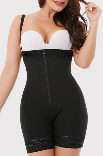 Black Fashion Sexy Solid Split Joint Backless Zipper Bustiers