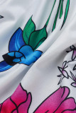 Цвет радуги Модный сексуальный принт Молочный. Комбинезон с короткими рукавами и воротником-стойкой