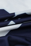 Blusas de cintura média com estampa casual azul