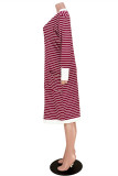 Burgund Fashion Casual Striped Print Cardigan Oberbekleidung