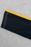 Vestidos de falda de un paso con cuello en O y cremallera transparente de patchwork sólido sexy negro