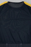 Черные сексуальные однотонные лоскутные прозрачные платья-юбки на молнии с круглым вырезом в один шаг
