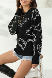 Grey Casual Print Patchwork O Neck Tops