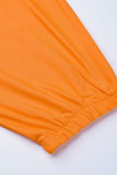 Oranje Mode Toevallig Effen Asymmetrische Schuine Kraag Plus Size Two Pieces