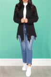 アーミーグリーン ファッション カジュアル ソリッド リップド ターンダウンカラー 長袖 レギュラー デニム ジャケット