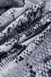 Leopardtryck Mode Sexig Plus Size Print Bandage Urhålad One Shoulder Ärmlös klänning