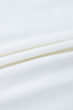 Branco Sexy Sólido Patchwork Assimétrico Gola Oblíqua Plus Size Tops