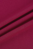 Bordeaux mode décontracté lettre imprimé couleur unie col à capuche manches longues deux pièces