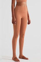 Oranje casual sportkleding Effen uitgeholde skinny broek met hoge taille