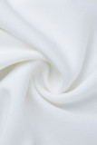 Witte sexy effen patchwork asymmetrische schuine kraag plus size tops