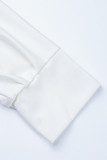 Top taglie forti con colletto obliquo asimmetrico patchwork solido bianco sexy