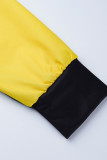 Yellow Fashion Casual Turndown Collar Long Sleeve Patchwork Coats