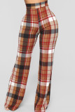 Pantalon taille haute classique basique à carreaux à la mode décontracté gris