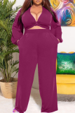 Grün Sexy Casual Solid Patchwork V-Ausschnitt Plus Size Two Pieces