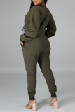 Grå Mode Casual Solid Patchwork Pocket V-hals Vanliga Jumpsuits