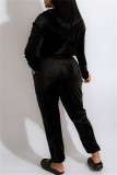 ブラックファッションカジュアルソリッドベーシックフード付きカラーレギュラージャンプスーツ