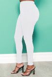 Jeans ajustados de cintura alta básicos sólidos informales de moda blanco