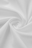 Белый повседневный однотонный бинт в стиле пэчворк с V-образным вырезом и длинным рукавом из двух частей