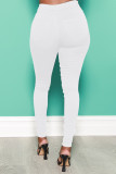 Белые модные повседневные однотонные базовые джинсы скинни с высокой талией