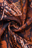 Combinaisons régulières orange sexy imprimé patchwork fermeture éclair col zippé