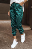 Green Casual Solid Patchwork High Waist Pencil Solid Color Bottoms
