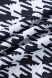 Zwarte mode casual print patchwork twee stukken met lange mouwen