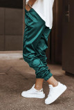 Green Casual Solid Patchwork High Waist Pencil Solid Color Bottoms