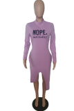 Фиолетовый сексуальный принт в стиле пэчворк, полуводолазка, нерегулярные платья