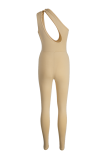 Vita sexiga solida urholkade skinny jumpsuits med en axel