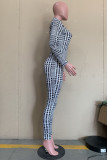Svart Mode Casual Print ihåliga Skinny Jumpsuits med turtleneck