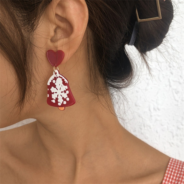 Red Fashion Print Patchwork Earrings
