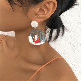 Mehrfarbige Patchwork-Ohrringe mit Modedruck
