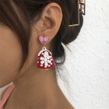 White Fashion Print Patchwork Earrings