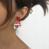 Mehrfarbige Patchwork-Ohrringe mit Modedruck