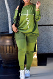グリーン ファッション カジュアル プリント パッチワーク 斜め襟 長袖 2 枚