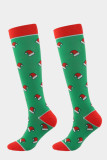 Красно-зеленый модный Санта-Клаус Санта-Клаус Печатный лоскутный носок