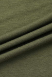 Army Green Casual Solid Patchwork Asymmetrischer O-Ausschnitt Langarm Zweiteiler