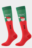 Röd Fashion Santa Claus Santa Hattar Tryckt Patchwork Sock