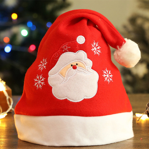 Chapéu de Natal bordado de retalhos vermelho branco fashion