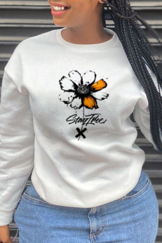 White Street Daily Print Patchwork O Neck Tops