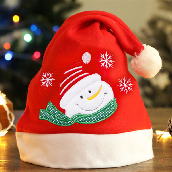 ホワイトグリーンファッションパッチワーク刺繡クリスマス帽子