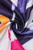 Multicolor Mode Casual Print Basic V-hals Jurken met lange mouwen