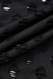 Black Sexy Solid Split Joint Half A Turtleneck Skinny Jumpsuits