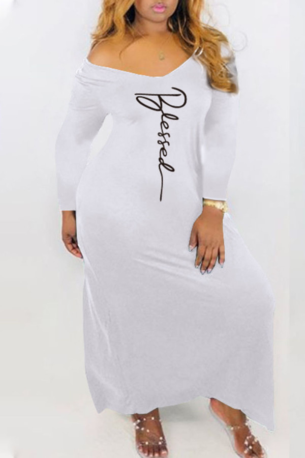 Белые повседневные прямые платья с принтом в стиле пэчворк и V-образным вырезом