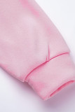 Set di tre pezzi a maniche lunghe con colletto con cappuccio svasato casual alla moda rosa