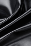 ブラックファッションカジュアルソリッド非対称ターンダウンカラートップス