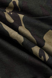 Camuflagem Moda Casual Estampado de Camuflagem Bandagem Gola Com Zíper Macacão Regular