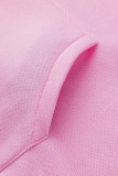 ピンクファッションカジュアルソリッドベーシックフード付きカラープラスサイズツーピース